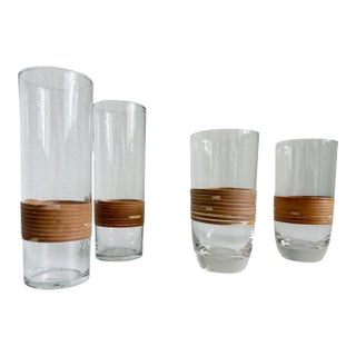 1940s Carl Auböck Rattan Wrapped Drinking Glasses- Set of 4 For Sale