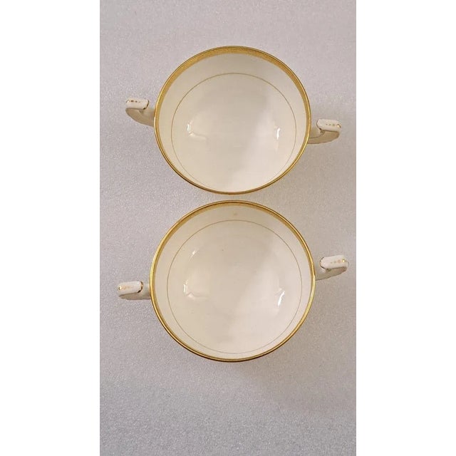 1910s Circa 1910 Minton H969 for Burley & Co Gold Encrusted Cream Soup Bowl & Saucer Set- 4 Pieces For Sale - Image 5 of 12