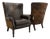 Vintage Bernhardt Leather and Cowhide Wingback Chairs - Pair For Sale