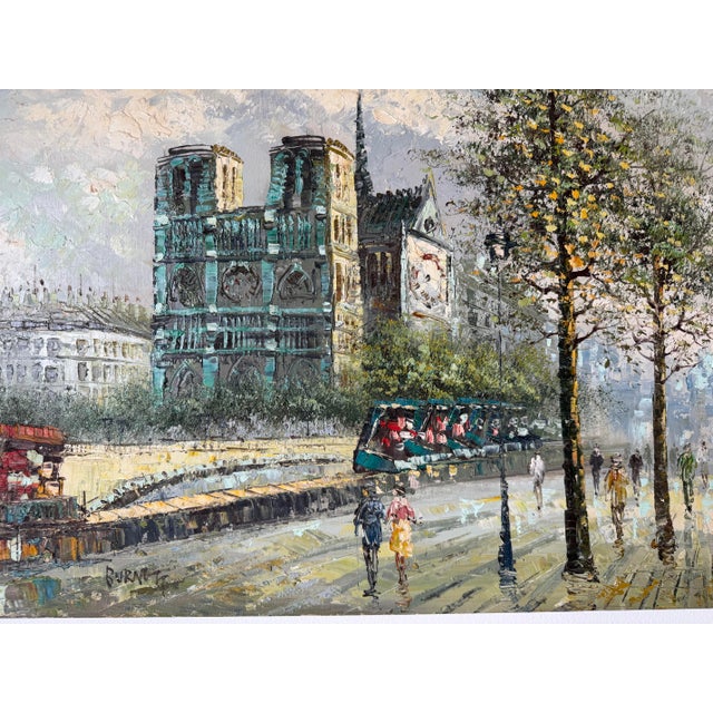 Abstract Caroline C. Burnett (1877–1950) Parisian Street Scene Oil on Canvas Painting – Signed, Unframed For Sale - Image 3 of 12