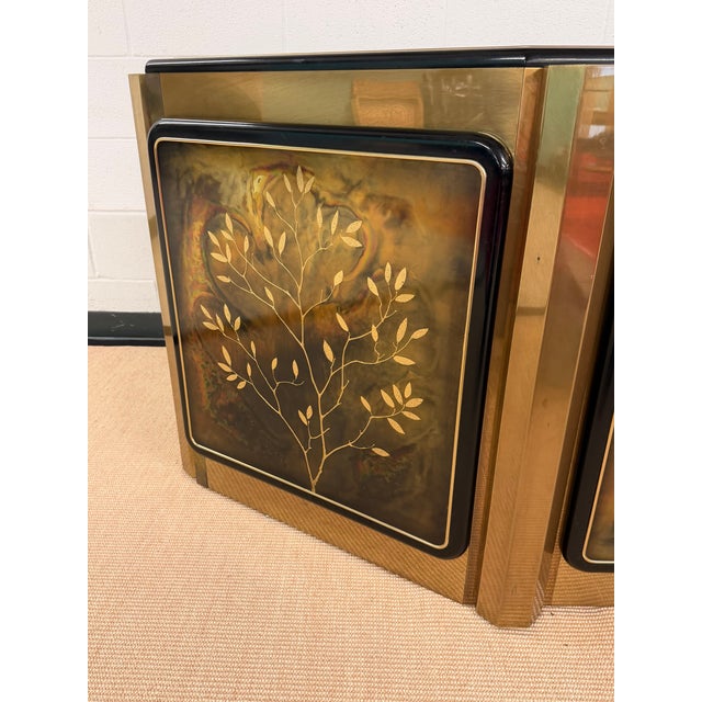 Mid-Century Modern 1970’s “Tree of Life” Shaved Corner Console Cabinet by Bernhard Rhône for Mastercraft For Sale - Image 3 of 12