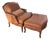 1990s Ethan Allen Bergere Leather Chair and Ottoman For Sale