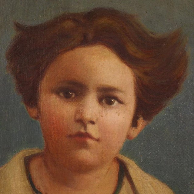 Italian Artist, Portrait of a Child, 1921, Oil on Canvas For Sale - Image 6 of 17