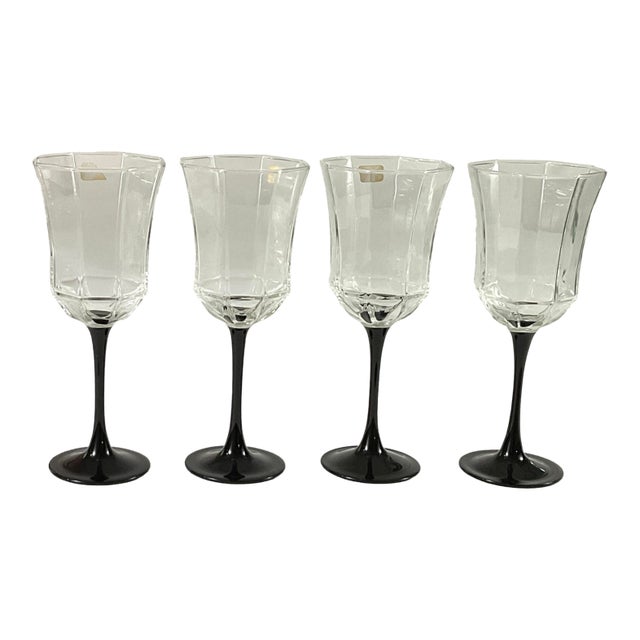 1990s Luminarc of France-Octagon Bowl Wine Goblets – Set of 4 For Sale
