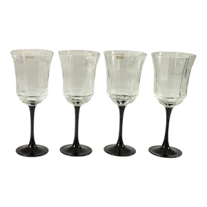 1990s Luminarc of France-Octagon Bowl Wine Goblets – Set of 4
