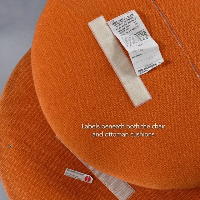 1972 Original Warren Platner for Knoll Orange Easy Chair and Ottoman For Sale - Image 12 of 13