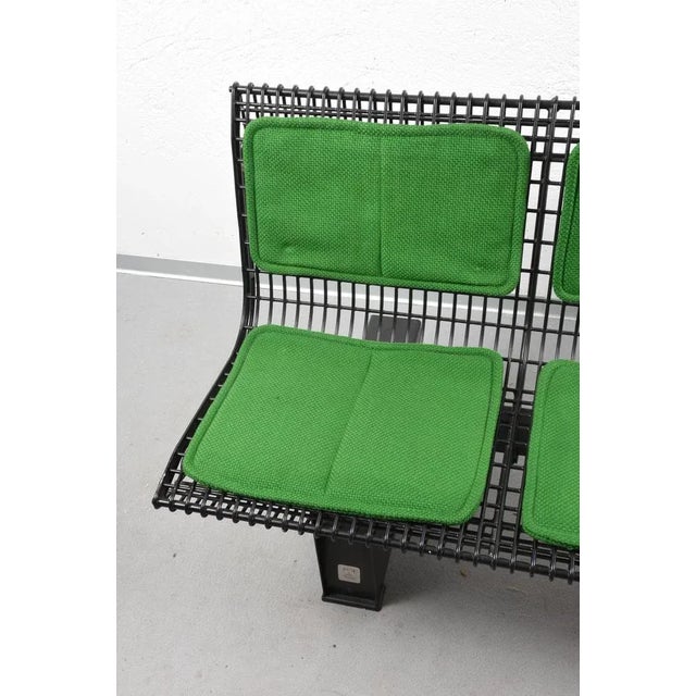Metal Italian Green Fabric & Enameled Steel Bench by Marco Fantoni for Tecno, 1982 For Sale - Image 7 of 15