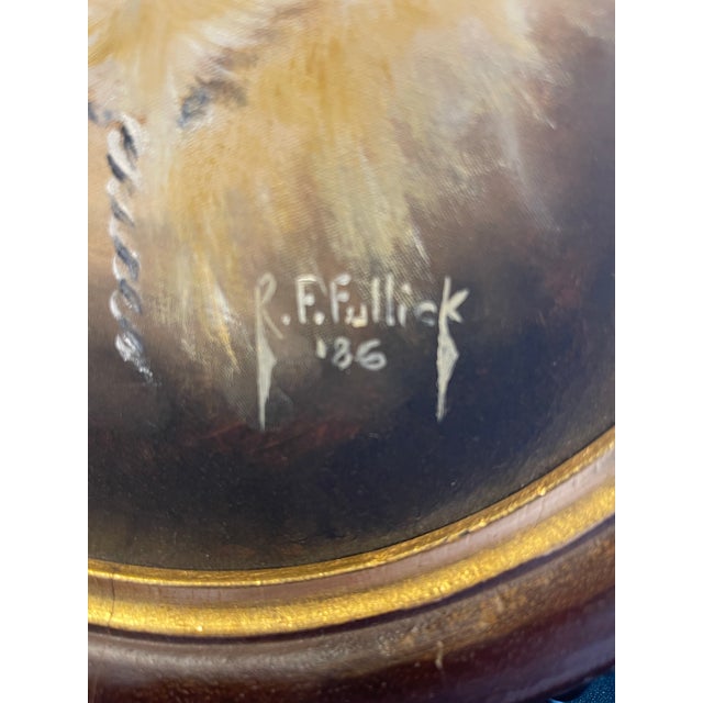 Traditional 1980s Original R. F. Fullick Painting “Yellow Labrador” in Oval Wood and Gilt Frame For Sale - Image 3 of 7