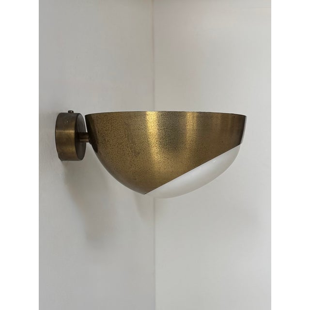1960s Vintage Brass and Glass Wall Lights, Italy, 1960, Set of 2 For Sale - Image 5 of 11