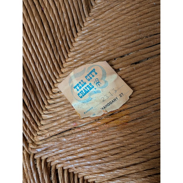 Brown Vintage Tell City Chair Company Rush-Seat Dining Chairs Set of 7 For Sale - Image 8 of 16