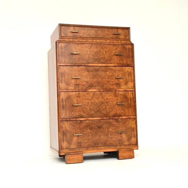 Mid-Century Modern Art Deco Burr Walnut Chest of Drawers, 1930s For Sale - Image 3 of 12