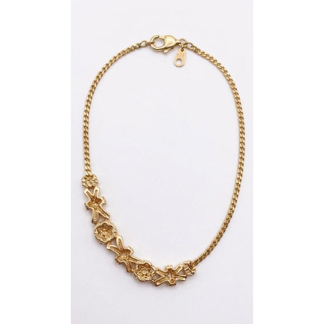Vintage Gold-Plated Rhinestone Necklace, 1980s, in Very Good conditions. Designed 1980 to 1989