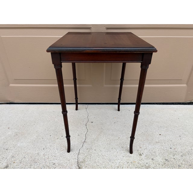 Mid-20th Century Regency-Style Mahogany Faux Bamboo Drinks Table For Sale - Image 10 of 12