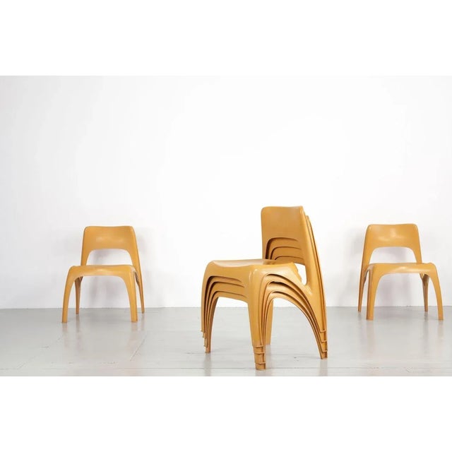 Mid-Century Modern German Stacking Chairs by Preben Fabricius for Interplast, 1970s, Set of 6 For Sale - Image 3 of 18