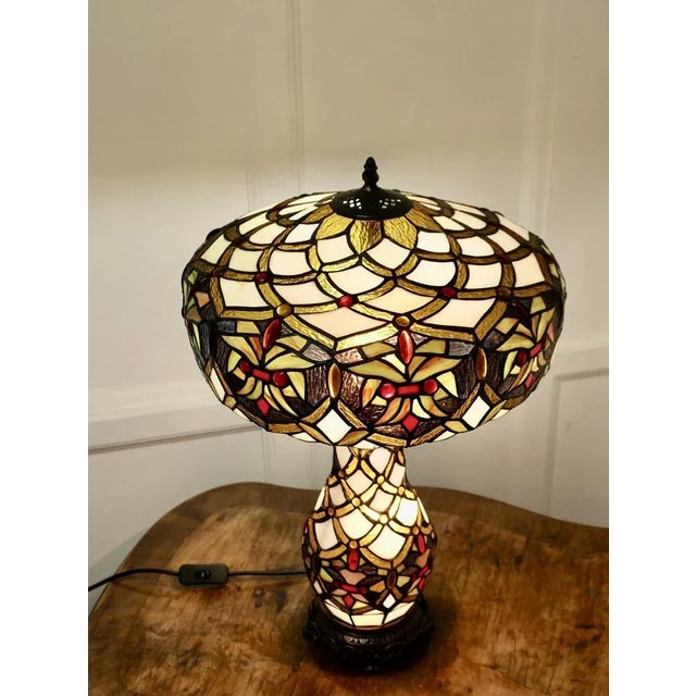 Large Stained Glass Table Lamp, 1960s For Sale - Image 4 of 11