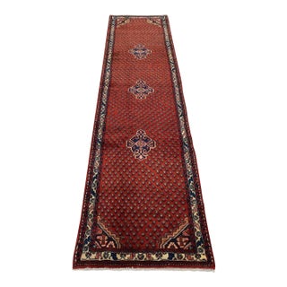 Mir Runner 2’8” X 10′ Red Wool Vintage Tribal Hand-Knotted Oriental Rug For Sale