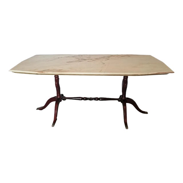 Brass, Marble & Wood Side Table, Italy, 1960s For Sale