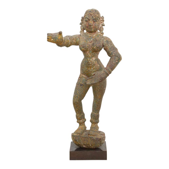 Rare Indian Antique Carved Female Deity For Sale