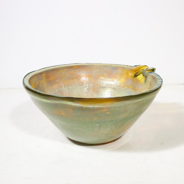 Mid-Century Hand-Blown Opalene Murano Glass Centerpiece Bowl W/ Spout by Barbini For Sale - Image 9 of 18
