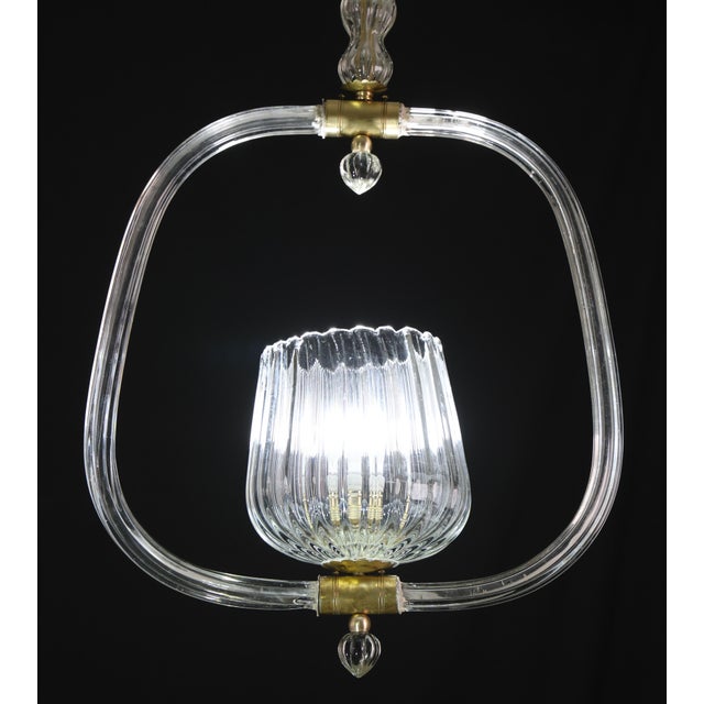 Transparent 1950s Charming Murano Glass Art Deco Pendant Chandelier by Ercole Barovier For Sale - Image 8 of 14