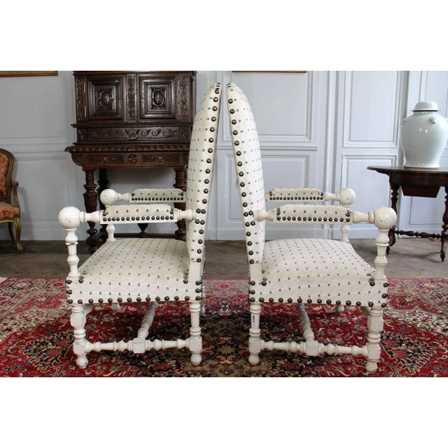 Wood Set of 19th Century Louis XIII Style Armchairs, 1860 For Sale - Image 7 of 9
