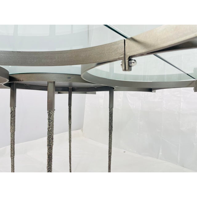 Architectural Glass Dining Table With Sculptural Metal Base, Usa, 1970s For Sale - Image 11 of 18