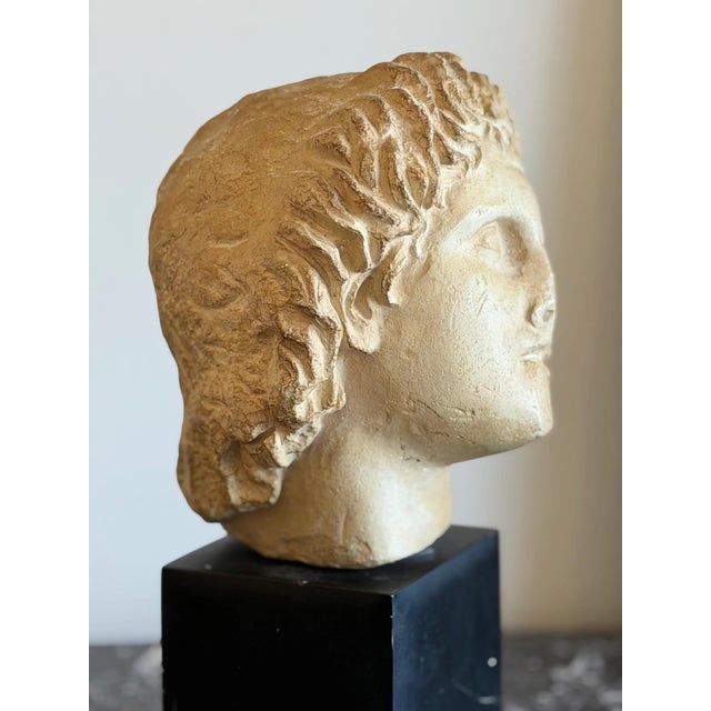A refined vintage plaster bust inspired by the sculptural portraiture of Ancient Rome, dating to the 1970s. Capturing the...