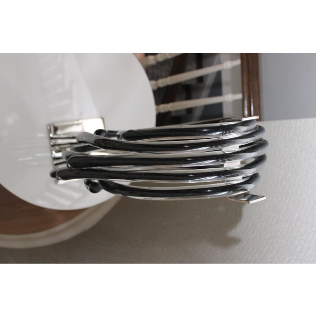 Hand Blown Glass Lasso Art Glass Sculpture W/ Chrome Stand For Sale - Image 4 of 15