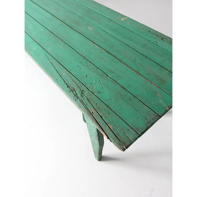 Early 20th Century Antique Green Wooden Folding Table 8 Ft For Sale - Image 5 of 12