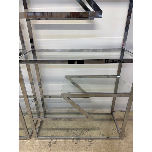 Design Institute America Chrome and Glass Etageres / Bookcases, 1970s - A Pair For Sale - Image 13 of 14
