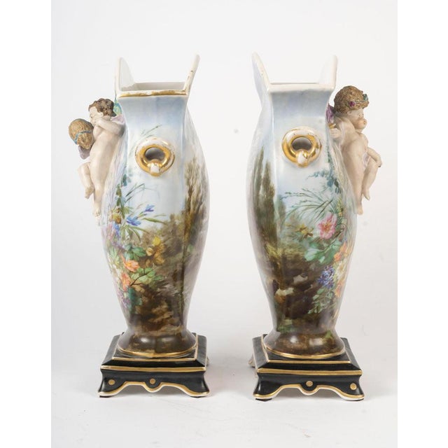 Ceramic Napoleon III Paris Porcelain Vases, 19th Century, Set of 2 For Sale - Image 7 of 10