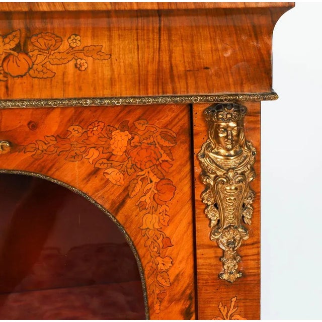 Wood Antique Victorian Walnut Marquetry Cabinets, 1800s, Set of 2 For Sale - Image 7 of 18