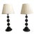 Brass and Wooden Stacked Ball Table Lamps - a Pair For Sale