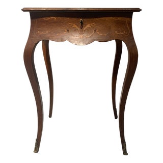 Napoleon III Style Walnut Marquetry Worktable, 20th Century For Sale