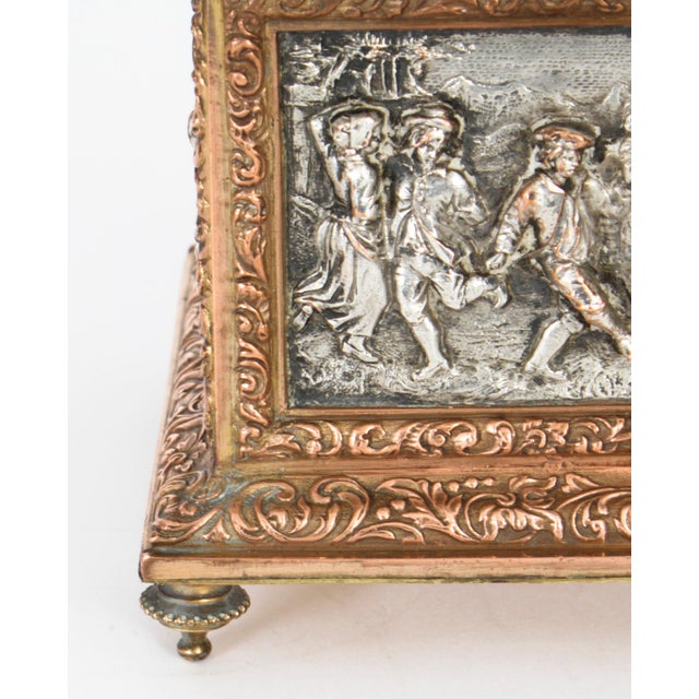 Antique French Silvered and Gilted Copper Jewellery Casket Box from AB Paris For Sale - Image 14 of 18