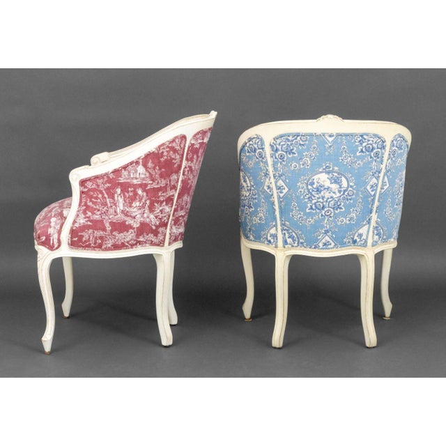 Wood Louis XV Style White Painted Bergeres, Pair For Sale - Image 7 of 7