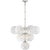 AERIN for Visual Comfort Signature Cristol Tiered Chandelier in Polished Nickel with White Strie Glass For Sale