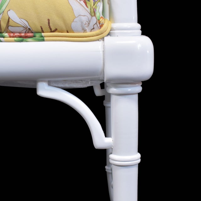 Faux Bamboo White Bench For Sale - Image 4 of 5