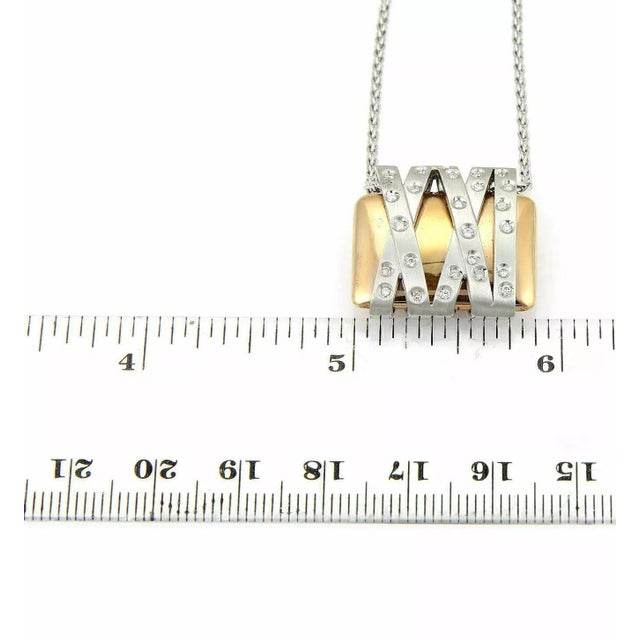 Koesis Italy Diamond Crossover 18k Two Tone Gold Pendant For Sale - Image 4 of 4
