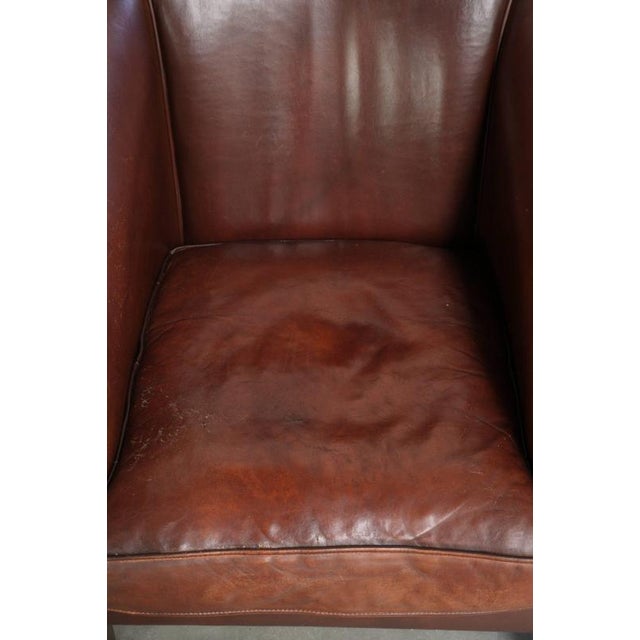 English Sheepskin Club Armchair in Dark Cognac For Sale - Image 6 of 13