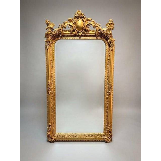 2000 - 2009 French Gilt Wood and Plaster Panel Mirror For Sale - Image 5 of 5