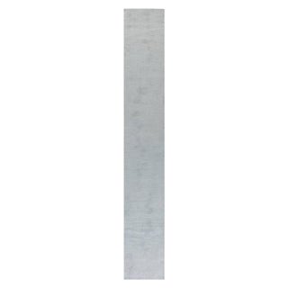 Modern Custom Handwoven Silk Runner in Soft Gray For Sale