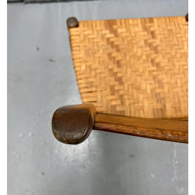 Brown Antique Danish Rustic Shaker Style Woven Seat Chair For Sale - Image 8 of 10