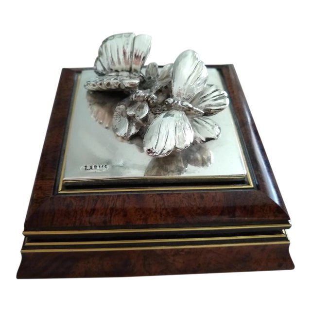 Vintage Chrome and Wood Trinket Box For Sale