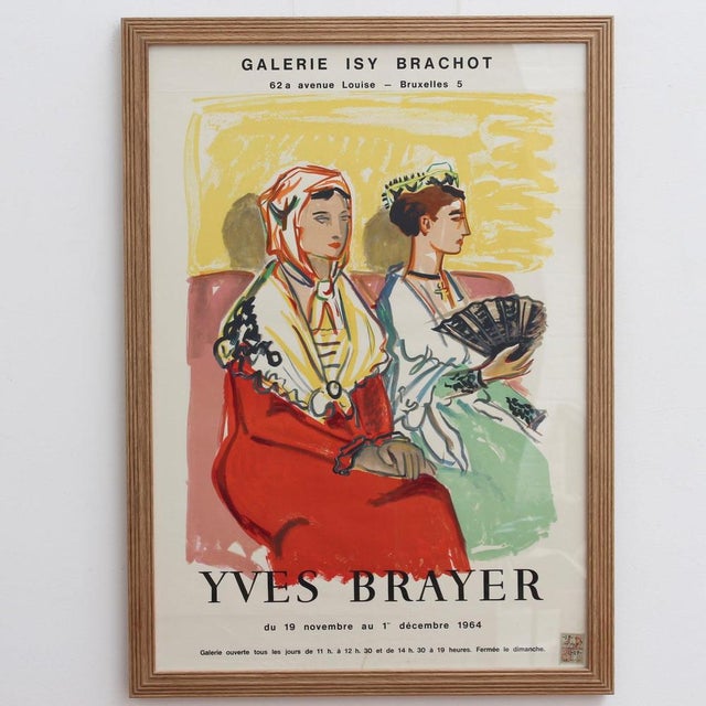 Vintage French Exhibition Poster by Yves Brayer for Galerie Isy Brachot Brussels, 1964 For Sale - Image 4 of 15