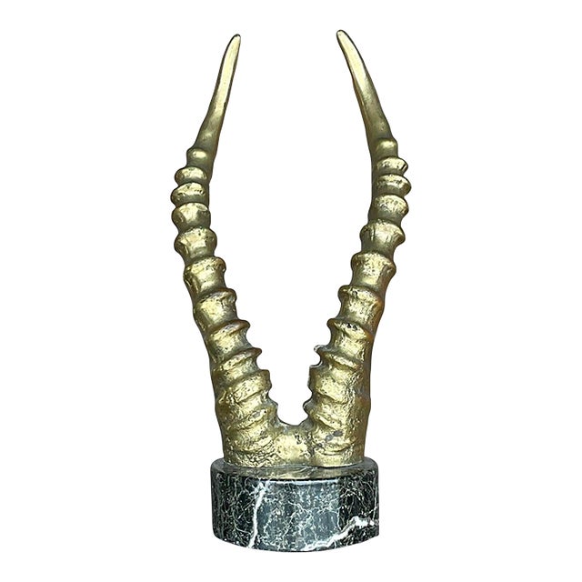 Vintage Mid-Century Bronze Antelope Horn Sculpture For Sale