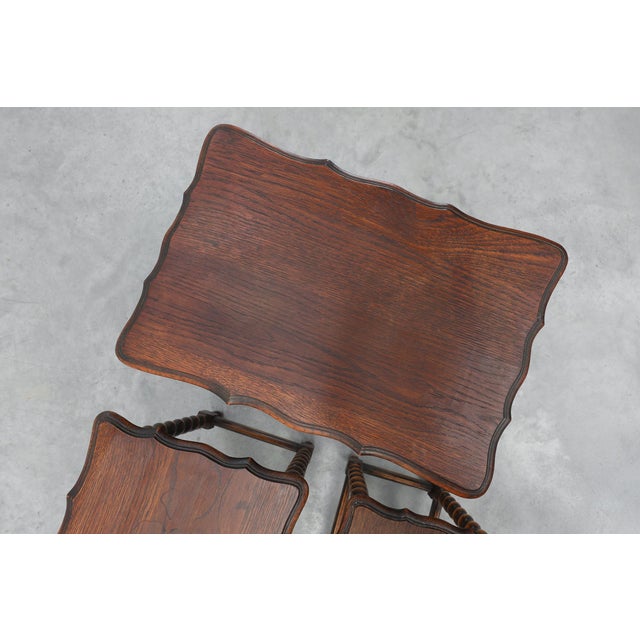 Antique Oak Barley Twist Nesting Tables, England, 1900, Set of 3 For Sale - Image 14 of 18
