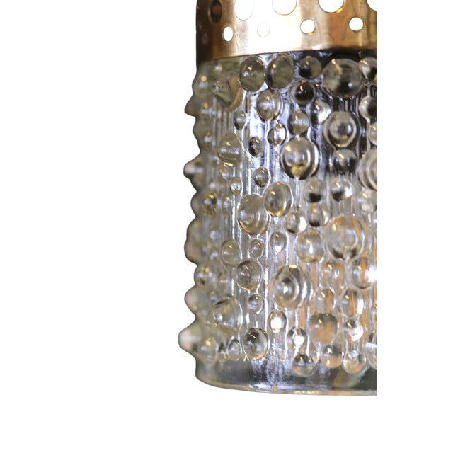 Gold Hanging Window Lamp with Structured Glass, 1960s For Sale - Image 8 of 12