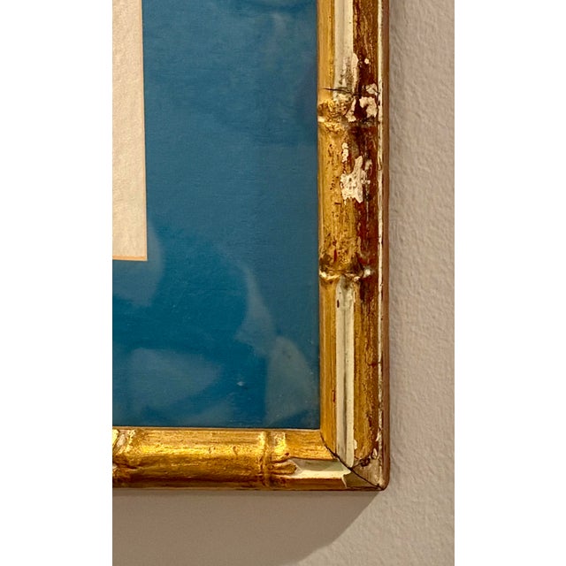 Vintage Chinese Silk Hand Embroidery in a Custom Gilt Bamboo Wood Frame For Sale - Image 12 of 12