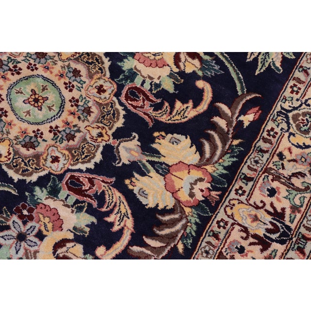 1990s Art Nouveau 1990's Pak-Persian Blue/Ivory Wool Rug - 3'2'' X 5'0'' For Sale - Image 5 of 9